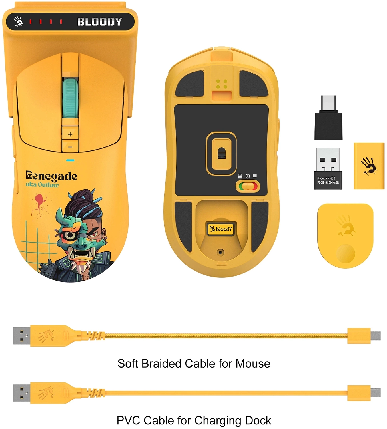 Мышь A4Tech Bloody R72 Ultra Duo Renegade Sunset желтый оптическая (20000dpi) беспроводная USB-C (7but) Мышь A4Tech Bloody R72 Ultra Duo Renegade Sunset желтый оптическая (20000dpi) беспроводная USB-C (7but)
