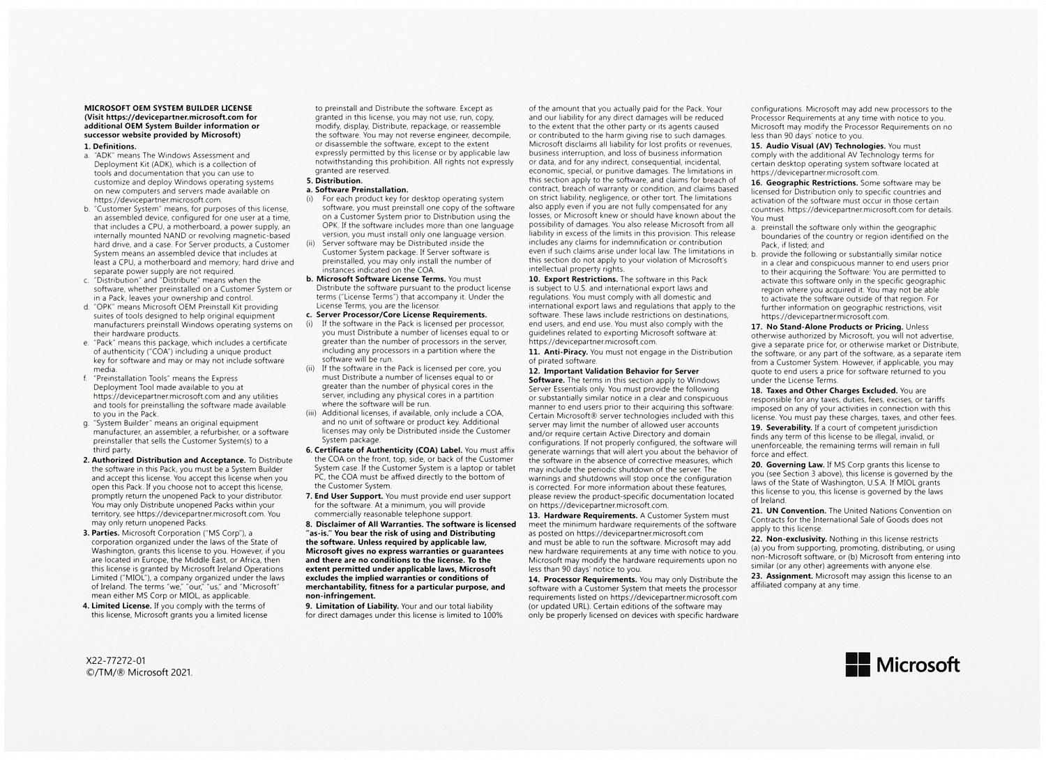 Операционная система Microsoft Windows Server Datacenter 2022 64Bit English 1pk DSP OEI DVD 16 Core (P71-09389)