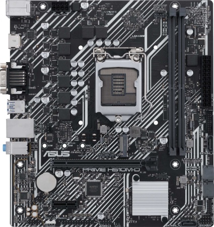 Материнская плата ASUS PRIME H510M-D, LGA1200, H510, 2*DDR4, D-Sub + HDMI, SATA3, Audio, Gb LAN, USB 3.2*4, USB 2.0*6, COM*1, LPT*1 header (w/o cable), mATX ; 90MB17M0-M0EAY0, 3 year