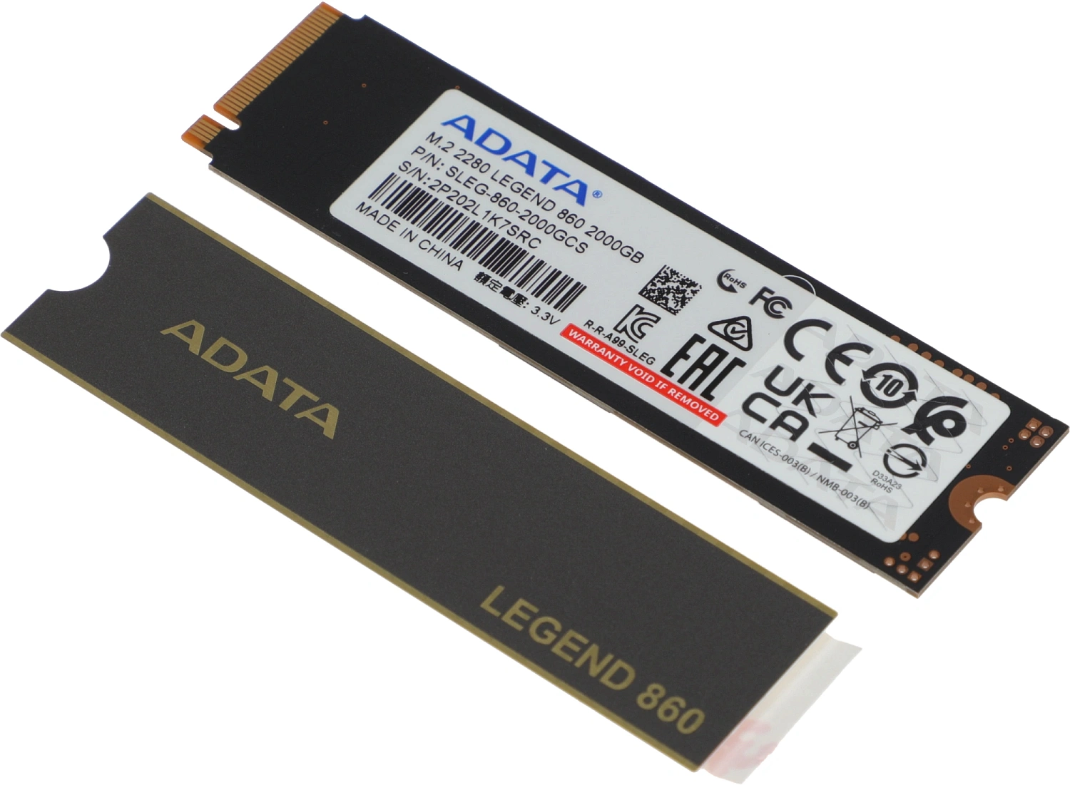 Накопитель SSD A-Data PCIe 4.0 x4 2TB SLEG-860-2000GCS Legend 860 M.2 2280