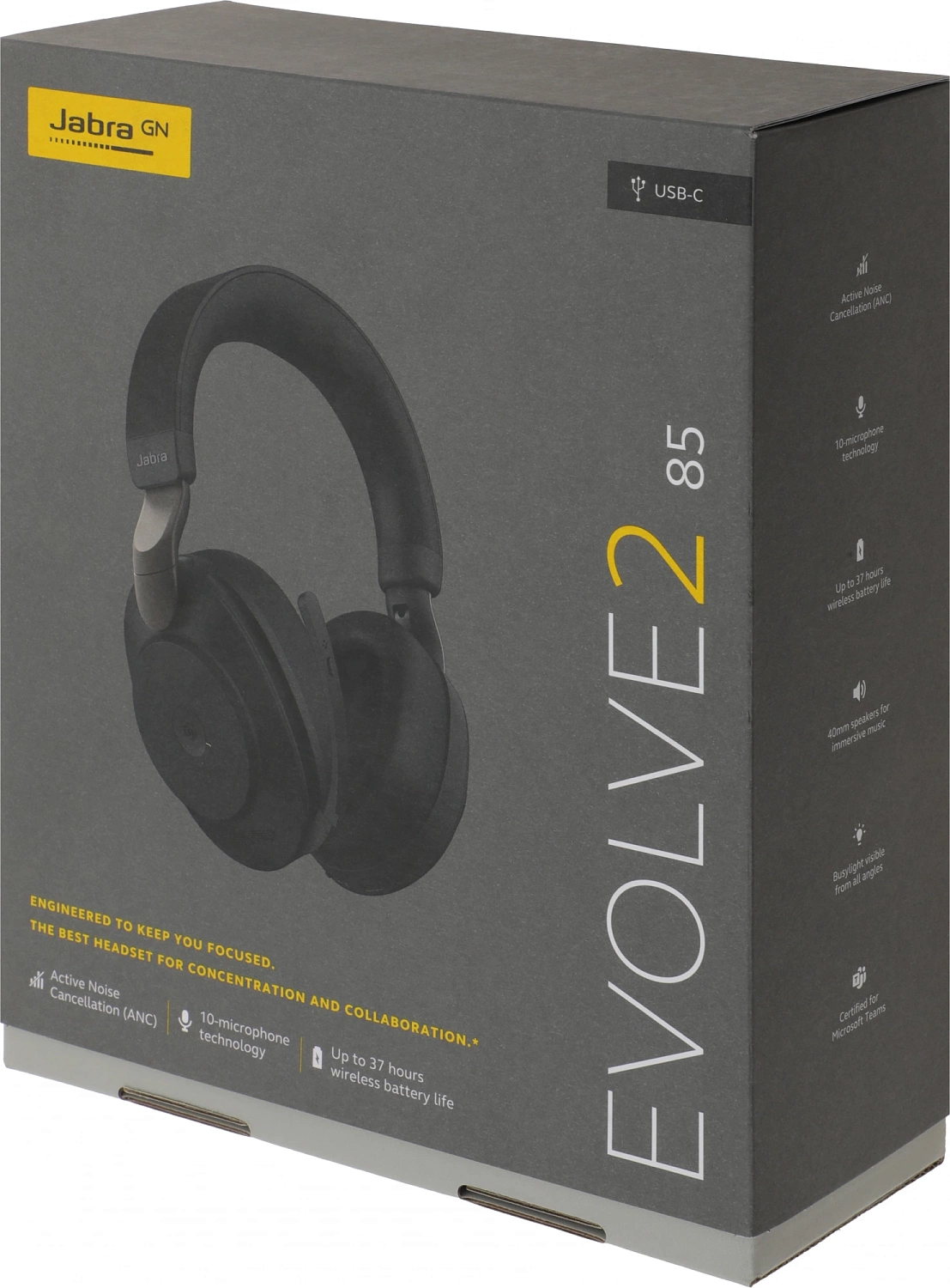 Наушники с микрофоном Jabra Evolve2 85 Link380c MS черный накладные BT оголовье (28599-999-899)