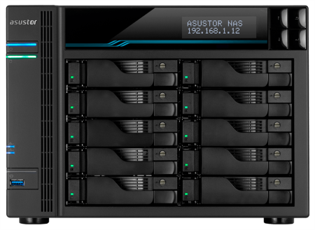 Сетевое хранилище ASUSTOR AS7110T 10-Bay NAS/Media player/Intel Xeon E-2224  3.4GHz up to 4.6GHz(Quad-Core), 8GB SO-DIMM DDR4, noHDD(HDD,SSD),/10x1GbE+3x2,5Gbe(LAN)/3xUSB3.2,HDMI/M.2/4ip camera license ; 90IX01D1-BW3S1