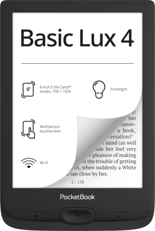 Электронная книга PocketBook 618 Basic Lux 4 Ink Black (черный) (PB618-P-WW)