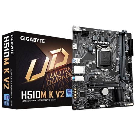 Материнская плата GIGABYTE H510M K V2 2.0, LGA1200, H470, 2*DDR4, 2*SATA, 1*M.2, 2*USB 3.2, 4*USB 2.0, 1*PCIx16, 1*PCIx1, HDMI, mATX