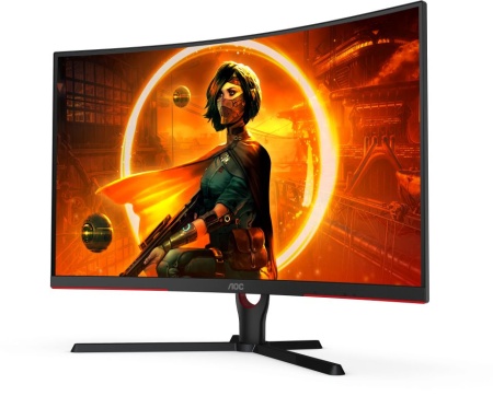 Монитор LCD 31.5'' [16:9] 1920х1080(FHD) VA, Curved, nonGLARE, 165 Hz, 300 cd/m2, H178°/V178°, 3000:1, 80M:1, 16.7M, 4ms, 2xHDMI, DP, Tilt, Speakers, 3Y, Black+Cherry