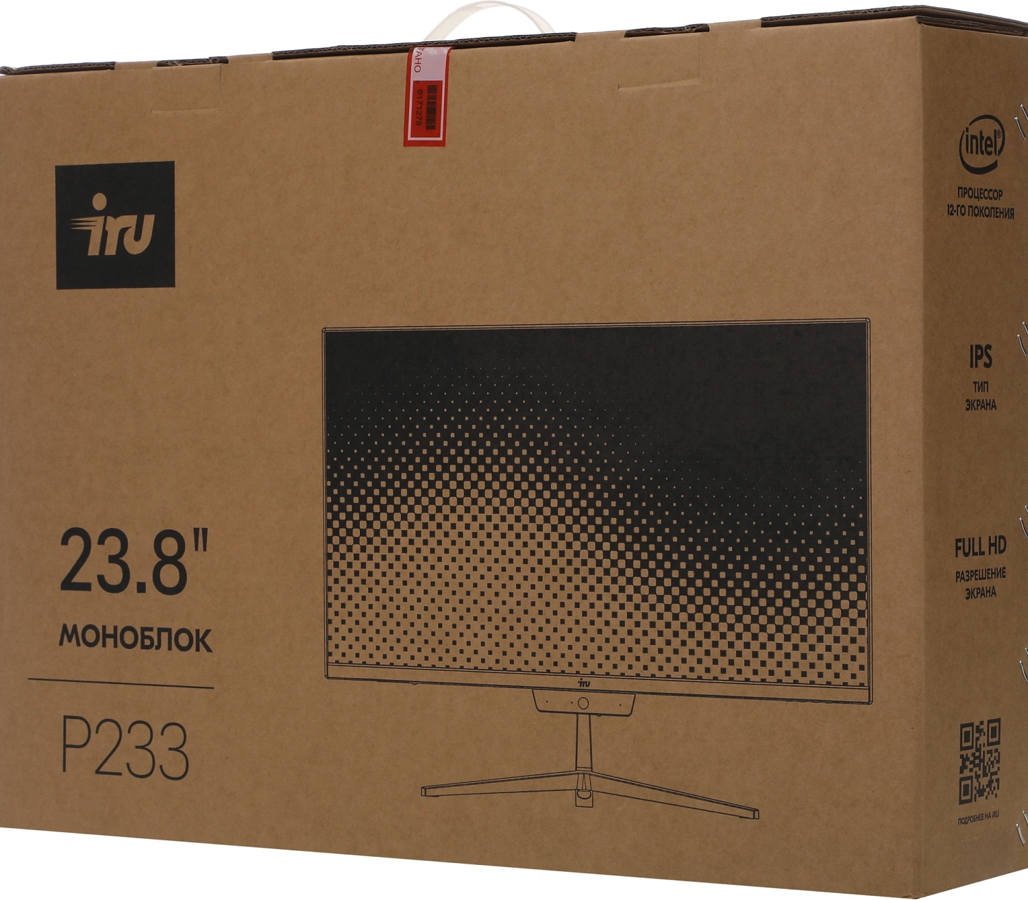 Моноблок IRU P233 23.8" Full HD i3 1220P (3.3) 16Gb SSD512Gb CR Windows 11 Pro 64 GbitEth WiFi BT 90W Cam черный 1920x1080