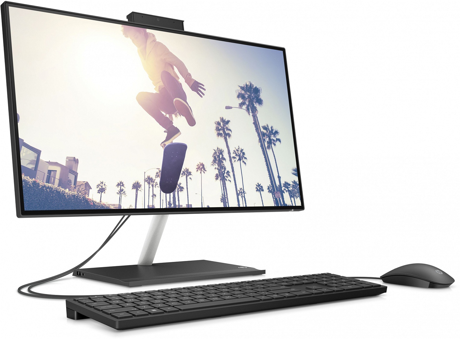 Моноблок HP 24-cb1024nh 23.8" Full HD Touch i5 1235U (1.3) 8Gb SSD512Gb Iris Xe CR Free DOS GbitEth WiFi BT 65W клавиатура мышь Cam черный 1920x1080