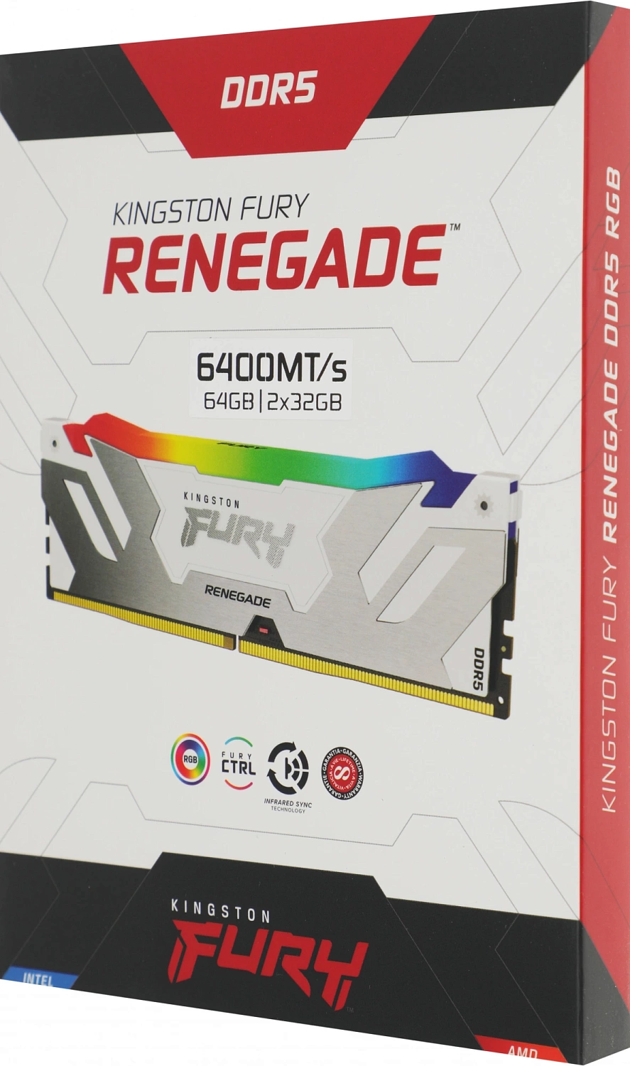 Память DDR5 2x32GB 6400MHz Kingston KF564C32RWAK2-64 Fury Renegade XMP RGB RTL Gaming PC5-51200 CL32 DIMM 288-pin 1.4В kit single rank с радиатором Ret