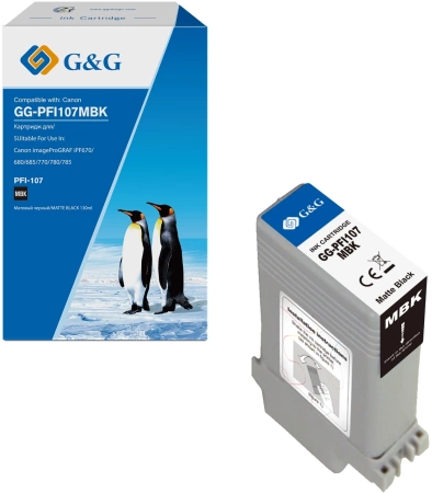 Картридж струйный G&G GG-PFI107MBK черный матовый (130мл) для Canon imageProGRAF iPF670/680/685/770/780/785