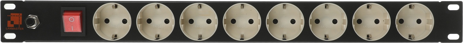 Блок распределения питания Lanmaster LAN-EP19-8P/S-1.8M гор.размещ. 8xSchuko базовые 10A C14 1.8м