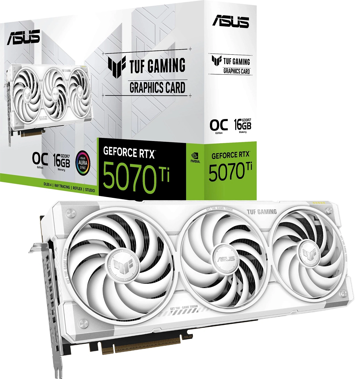 Видеокарта Asus PCI-E 5.0 TUF-RTX5070TI-O16G-WHITE-GAMING NVIDIA GeForce RTX 5070TI 16Gb 256bit GDDR7 2588/28000 HDMIx2 DPx3 HDCP Ret