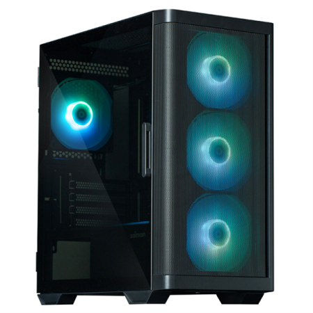 Корпус ZALMAN M4, MATX, BLACK, WINDOW, 1xCombo (3.5'' or 2.5''), 1x3.5", 2x2.5", 1xUSB2.0, 2xUSB3.0, FRONT 3x120mm ARGB, REAR 1x120mm ARGB