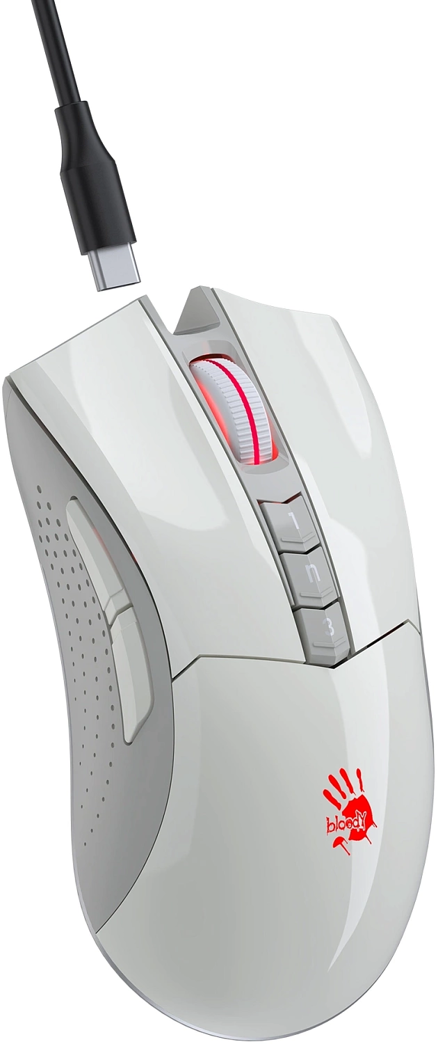 Мышь A4Tech Bloody R90 Plus белый оптическая (5000dpi) беспроводная USB (8but) Мышь A4Tech Bloody R90 Plus белый оптическая (5000dpi) беспроводная USB (8but)
