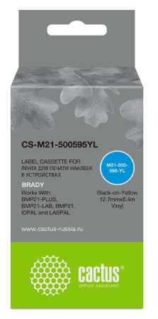 Картридж ленточный Cactus CS-M21-500595YL черный для Brady BMP21-PLUS, BMP21-LAB