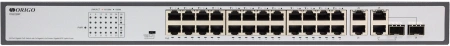 Коммутатор ORIGO Unmanaged Switch 26x1000Base-T (24x1000Base-T PoE), 2xCombo 1000Base-T/SFP, PoE Budget 370W, Long-range PoE up to 250m, 19" w/brackets