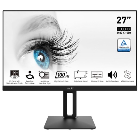 Монитор MSI 27" Pro MP271AP черный IPS LED 16:9 HDMI M/M матовая HAS Piv 300cd 178гр/178гр 1920x1080 100Hz VGA DP FHD 3.9кг