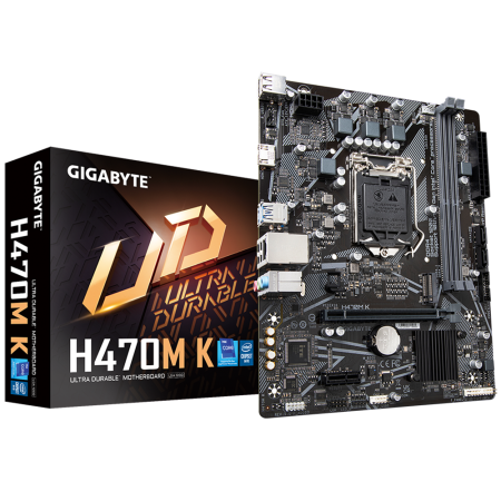 Материнская плата Gigabyte OEM H470M K, Socket 1200, Intel®H470, 2xDDR4-2333, HDMI, 1xPCI-Ex16, 1xPCI-Ex1, 2xSATA3, 1xM.2, 8 Ch Audio, GLan, (4+2)xUSB2.0, (2+2)xUSB3.2, mATX, RTL {} oem