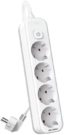 Сетевой фильтр Deli ET435 3м (4 розетки) белый (пакет ПЭ) Сетевой фильтр Deli ET435 3м (4 розетки) белый (пакет ПЭ)