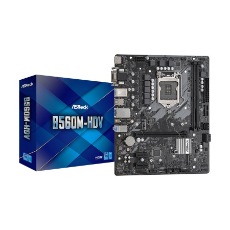 OEM B560M-HDV, /(R2.0), Socket 1200, Intel®B560, 2xDDR4-3200, D-SUB+DVI-D+HDMI, 1xPCI-Ex16, 2xPCI-Ex1, 4xSATA3, 2xM.2, 8 Ch Audio, 1xGLan, (2+4)xUSB2.0, (4+2)xUSB3.2, 1xPS/2, mATX, RTL {20} (933790)