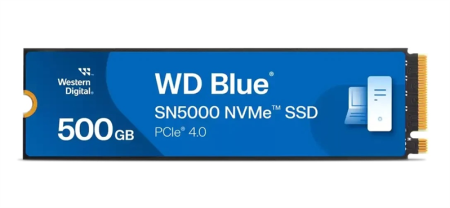 Твердотельный накопитель Western Digital Blue SN5000 SSD M2.2280 PCIe 4.0 500Gb, 5000MBs/4000MBs, TBW 300, WDS500G4B0E, 1 year