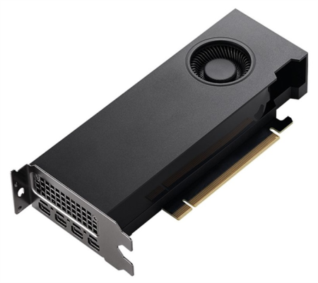 VCNRTXA2000-12GB-PB {4} (388867) NVIDIA RTX A2000 12GB (12GB GDDR6, Ampere, 8nm, PCI-E4x16, 4 x mDP, 192-bit, CUDA Cor 3328, Tensor Cor 104, RT Cor 26, Act. Fansink, Dual Slot, Low Profile, w/SFF, w/ATX bracket, L168mm)