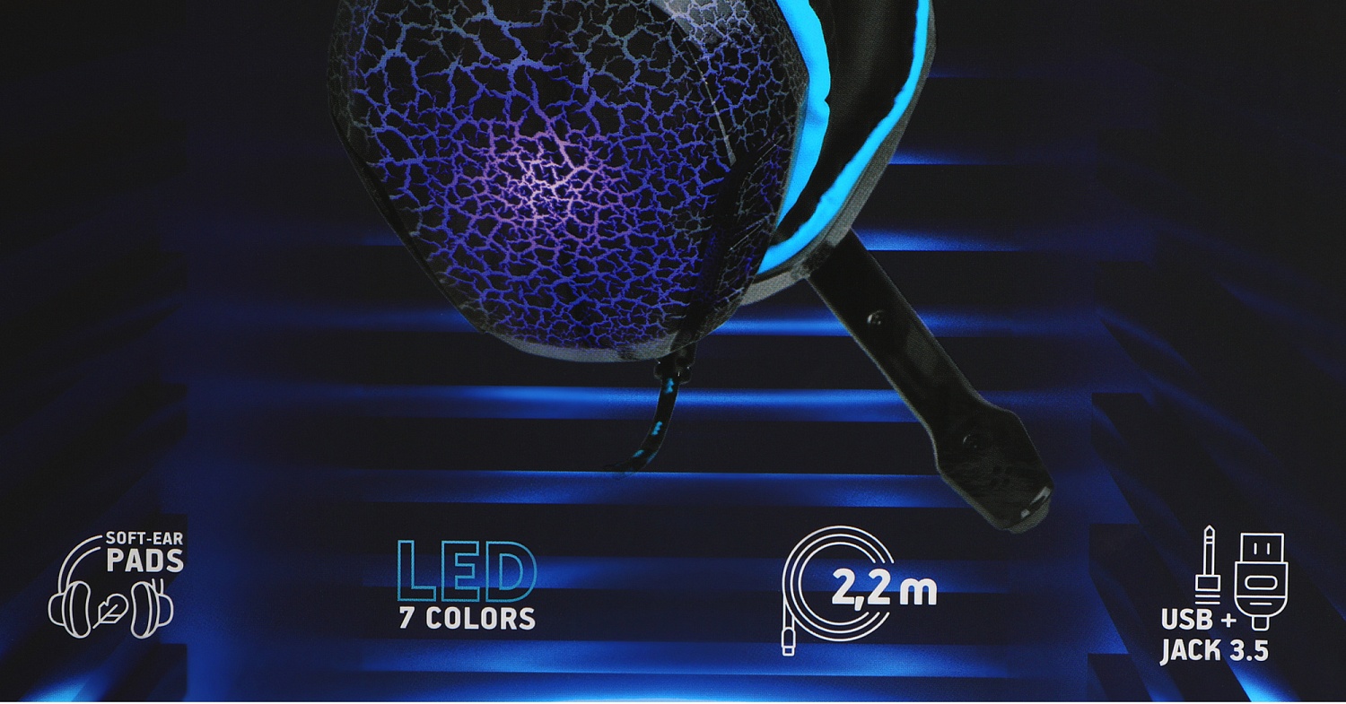 Наушники с микрофоном Оклик HS-L400G ZEUS черный/синий 2.2м мониторные оголовье (359480)