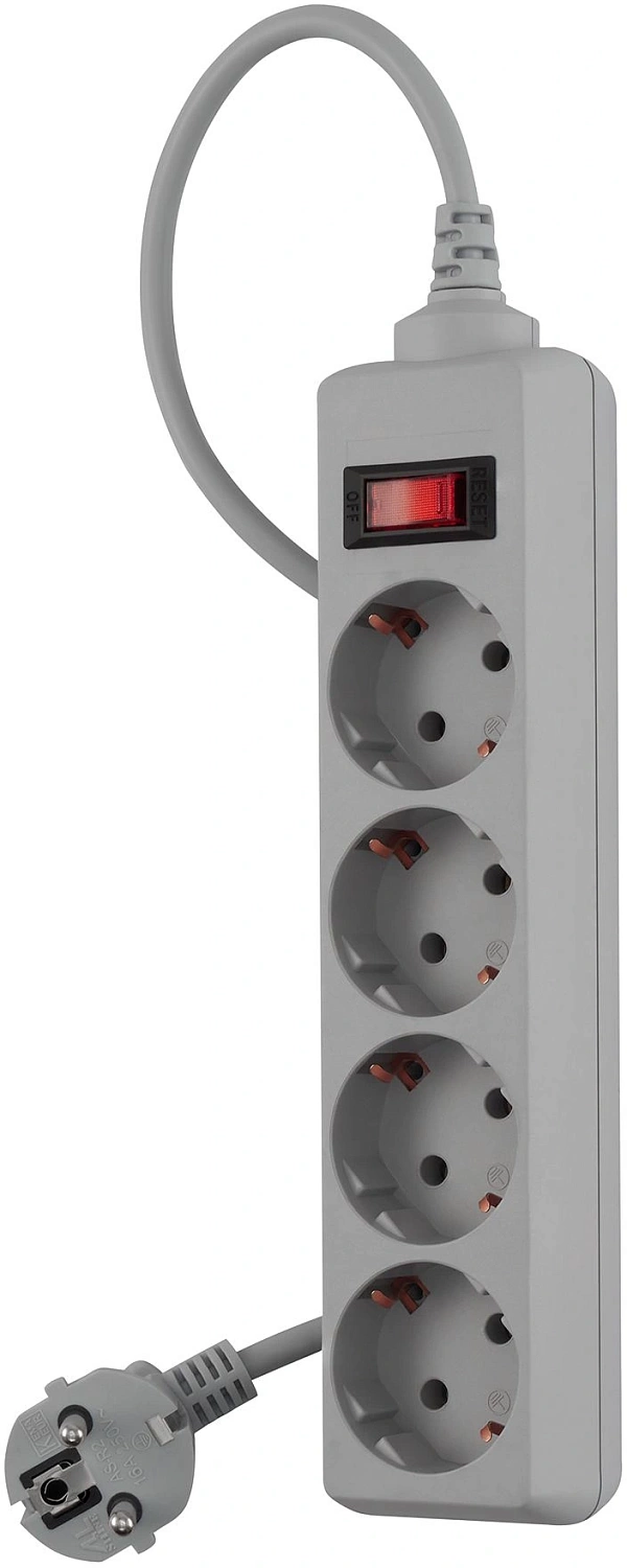 Сетевой фильтр Buro 400SL-1-G 1.5м (4 розетки) серый (пакет ПЭ)