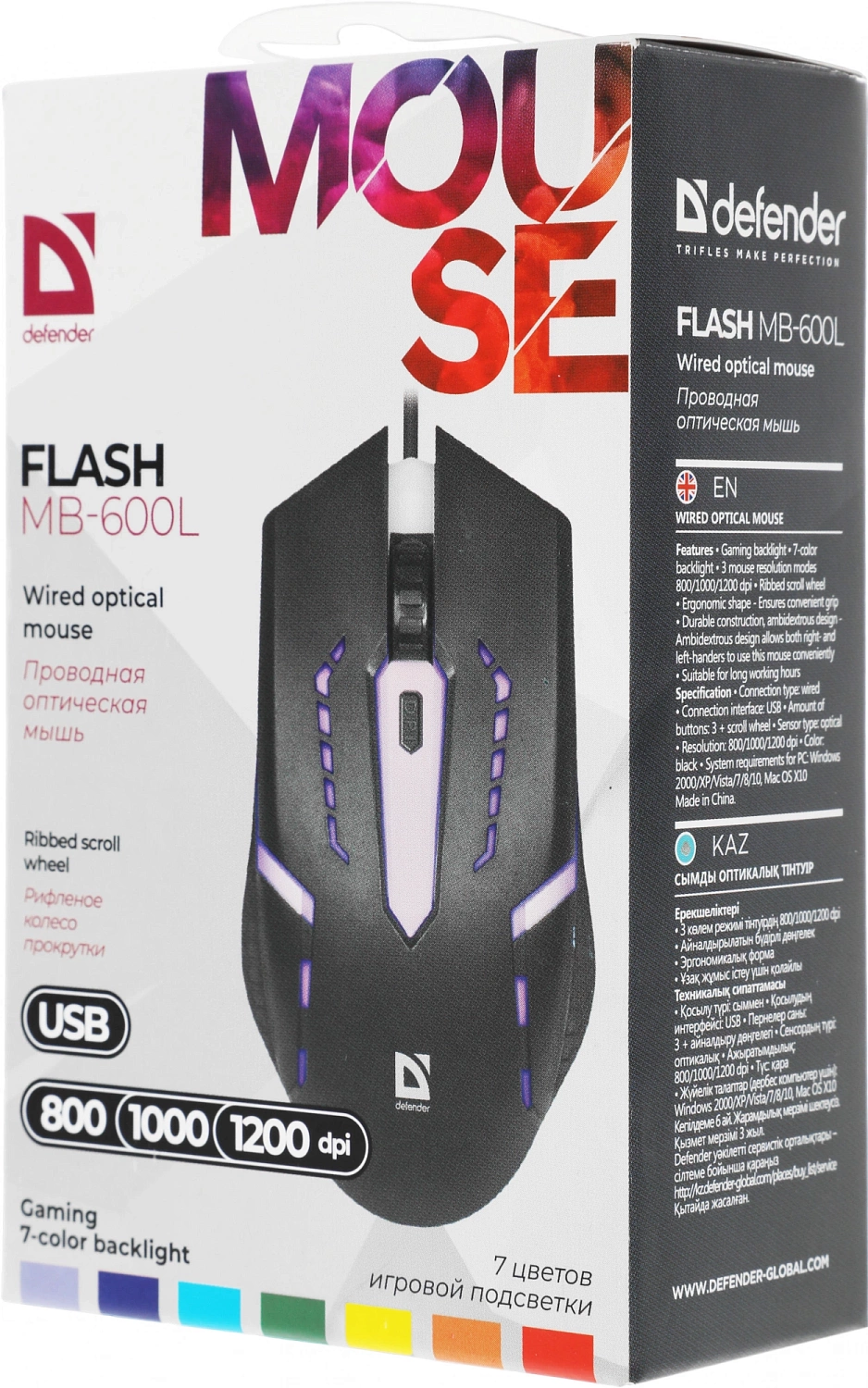 Мышь Defender Flash MB-600L черный оптическая 1200dpi USB 3but (52600) Мышь Defender Flash MB-600L черный оптическая 1200dpi USB 3but (52600)