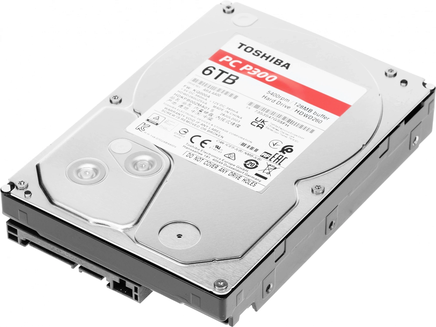 Жесткий диск Toshiba Original SATA-III 6Tb HDWD260UZSVA Desktop P300 (5400rpm) 128Mb 3.5"