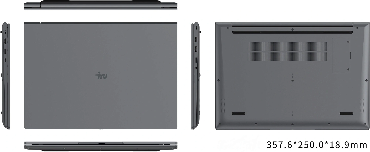 Ноутбук IRU Tactio 16ALB Core i5 1235U 16Gb SSD256Gb Intel UHD Graphics 16" IPS FHD (1920x1080) Windows 11 Pro grey WiFi BT Cam 4830mAh (2110207)