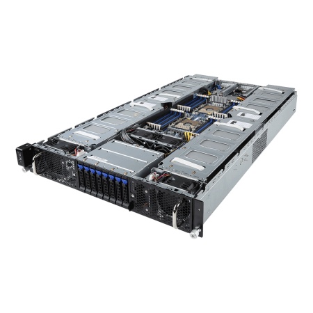 G291-2G0 (rev. 100) 2U 16x Single Slot GPU (Tesla T4 only), Dual Intel® Xeon® Scalable, 24x "RDIMM/LRDIMM DDR4, 2x 10Gb/s BASE-T (i550-AM), Aspeed AST2500, 8x 2.5" NVMe/SATA HS HDD/SSD, 2xPCIe Gen3 x16 LPHL, 2x2200W"