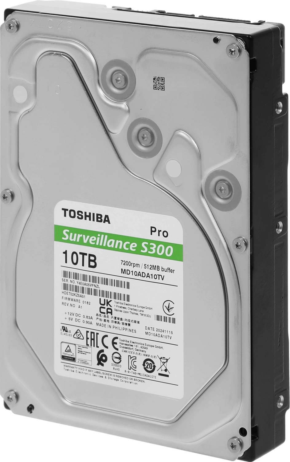Жесткий диск Toshiba SATA-III 10TB MD10ADA10TV Surveillance S300 Pro (7200rpm) 512Mb 3.5"