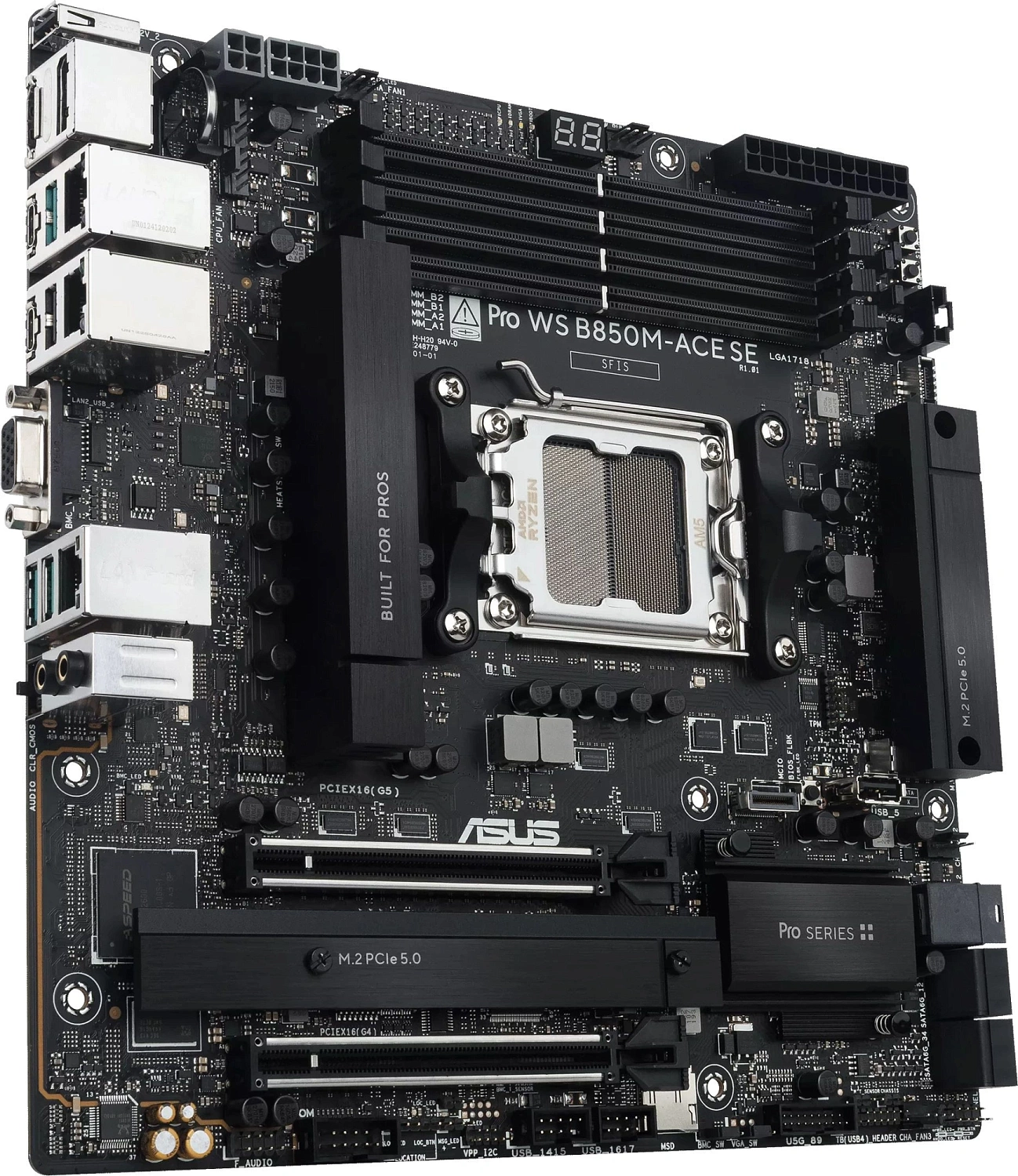 материнская плата ASUS PRO WS B850M-ACE SE, B850, AM5, 4*DDR5, 4*SATA, 2*M.2, 1*USB 3.2, 6*USB 2.0, Type-C, 2*PCIx16, HDMI, mATX; 90MB1MN0-M0EAY0
