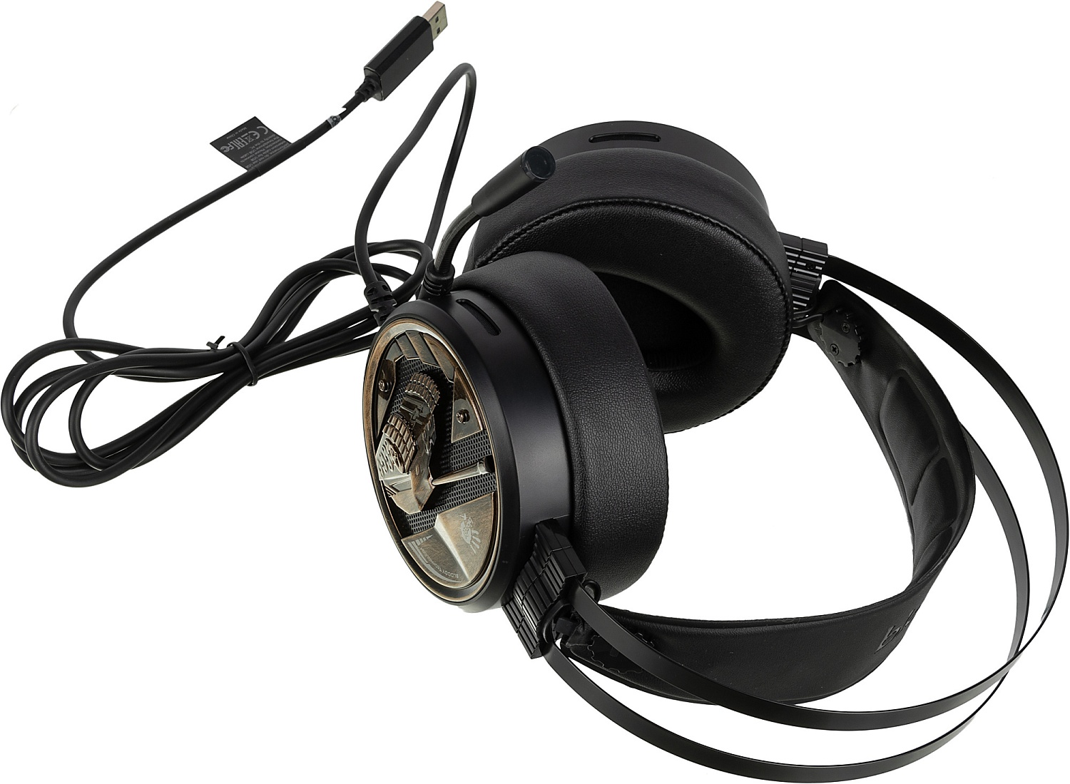 Наушники с микрофоном A4Tech Bloody G650S черный/бронзовый 2м мониторные USB оголовье (G650S)