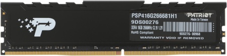 Память DDR4 16Gb 2666MHz Patriot PSP416G266681H1 Signature Premium RTL PC4-21300 CL19 DIMM 288-pin 1.2В single rank с радиатором Ret