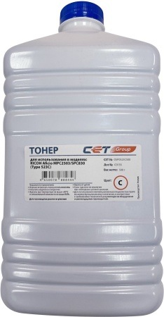 Тонер Cet Type 523 OSP0523C500 голубой бутылка 500гр. для принтера Ricoh Aficio MPC2503/SPC830