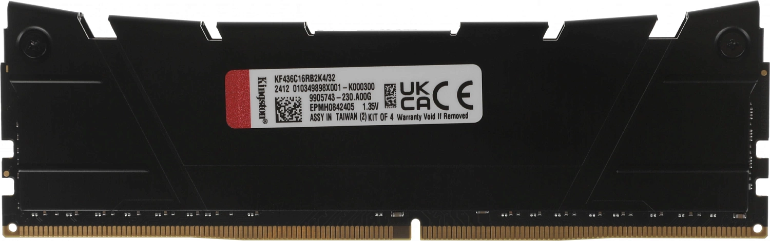 Память DDR4 4x8GB 3600MHz Kingston KF436C16RB2K4/32 Fury Renegade Black RTL Gaming PC4-25600 CL16 DIMM 288-pin 1.35В kit single rank с радиатором Ret