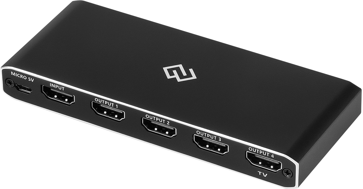 Сплиттер аудио-видео Digma DHSP-v2x4 HDMI (f)/4xHDMI (f) черный