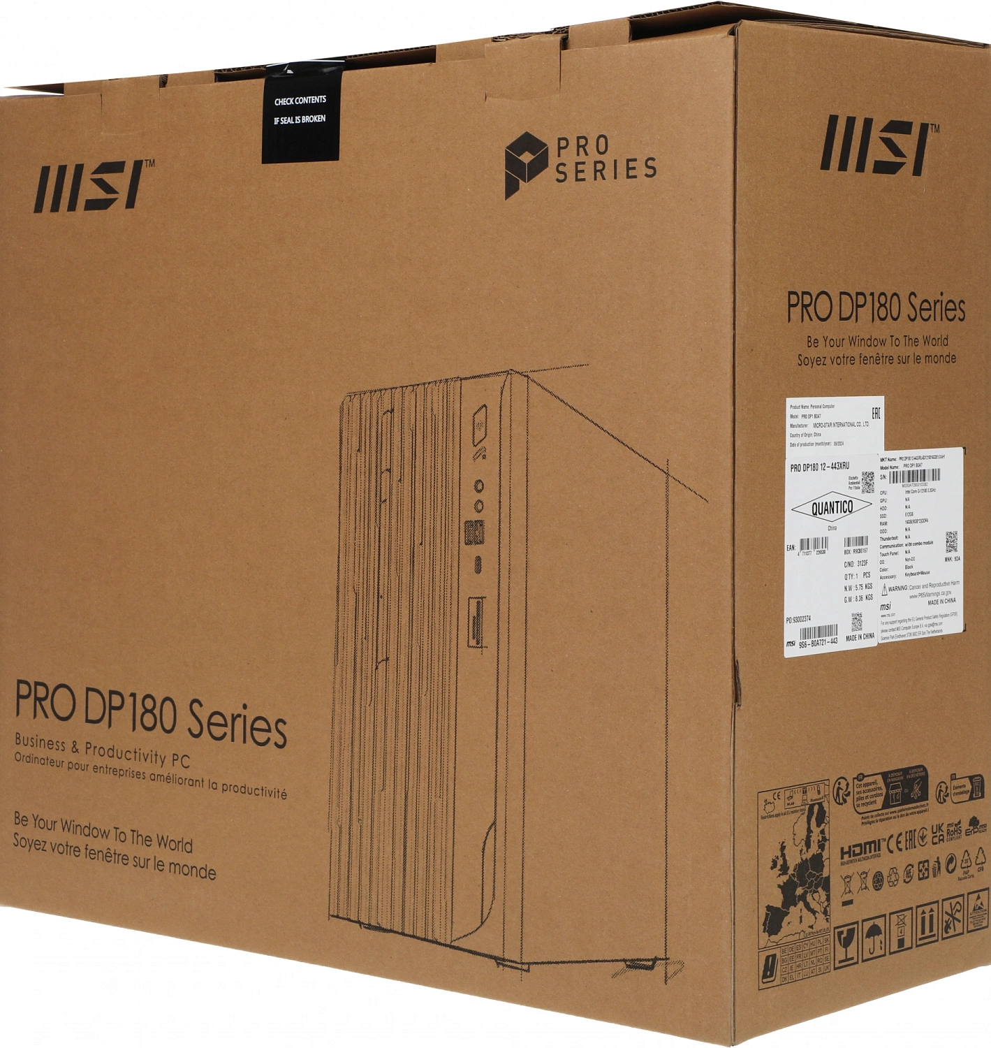 ПК Мини MSI Pro DP180 12-443XRU i3 12100 (3.3) 16Gb SSD512Gb UHDG 730 CR noOS 2.5xGbitEth+1xGbitEth WiFi BT 500W черный (9S6-B0A721-443)