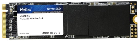 Ssd накопитель Netac SSD N930E Pro 512GB PCIe 3 x4 M.2 2280 NVMe 3D NAND, R/W up to 2080/1700MB/s, TBW 300TB, 3y wty