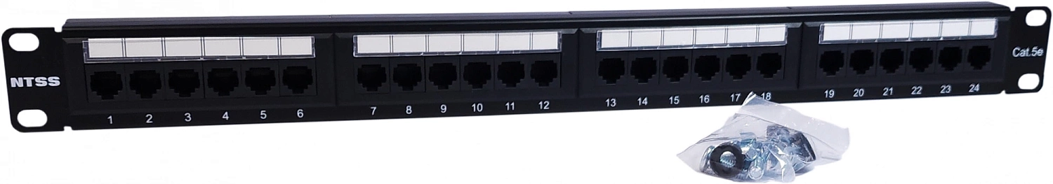 Патч-панель NTSS NTSS-PP-1U-24-UTP-RJ45-5E-D 19" 1U 24xRJ45 кат.5E UTP