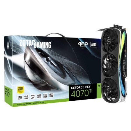 RTX4070Ti AMP EXTREME AIRO 12GB GDDR6X, 192bit, 2700/21000, HDCP, Three DP, HDMI, Premium Pack 12GB GDDR6X, 192bit, 2700/21000, HDCP, Three DP, HDMI, Premium Pack ZT-D40710B-10P