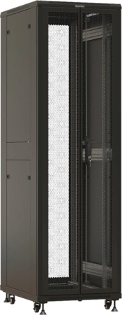 Шкаф коммутационный Hyperline (TTBR-4268-DD-RAL9004) напольный 42U 600x800мм пер.дв.перфор. задн.дв.перфор. 2 бок.пан. 800кг черный 710мм 2055мм IP20 сталь