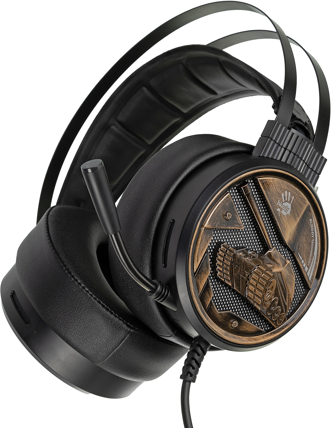 Наушники с микрофоном A4Tech Bloody G650S черный/бронзовый 2м мониторные USB оголовье (G650S)