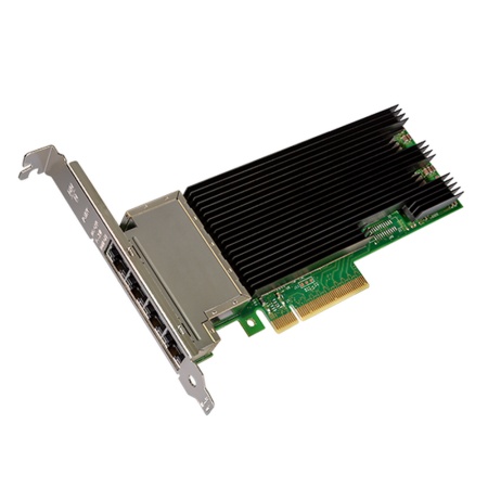 Intel® Ethernet Converged Network Adapter X710-T4 4x RJ45 port 10GbE/1GbE, PCI-E v3 x8, iSCSI, NFS, VMDq. PCI-SIG* SR-IOV, w/o RDMA, Low Profile {5} (086837)