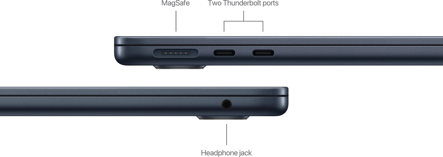 Ноутбук Apple MacBook Air A3113 M3 8 core 16Gb SSD256Gb/8 core GPU 13.6" Liquid Retina (2560x1664) Mac OS midnight WiFi BT Cam (MC8K4LL/A)