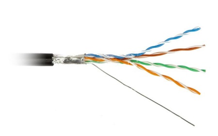 Кабель информационный Hyperline FUTP4-C5E-S24-OUT-PE-BK-500 кат.5E F/UTP 4X2X24AWG PE внешний 500м черный