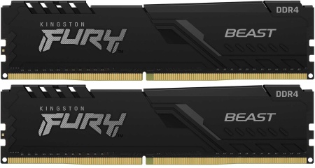 32GB Kingston DDR4 2666 DIMM FURY Beast Black Gaming Memory KF426C16BB1K2/32 Non-ECC, CL16, 1.2V, KF426C16BB1K2/32 1Gx8 Кит 2х16, RTL, (320145)