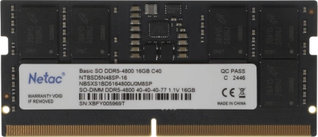 Оперативная память Netac Basic SODIMM 16GB DDR5-4800 (NB5-38400) C40 40-40-40-77 1.1V Memory module