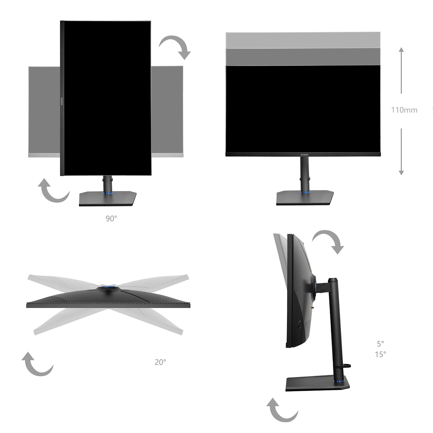 Монитор Digma 27" Gaming DM-MONG2740 темно-серый IPS LED 5ms 16:9 HDMI матовая HAS Piv 400cd 178гр/178гр 3840x2160 144Hz G-Sync DP 4K USB 7кг